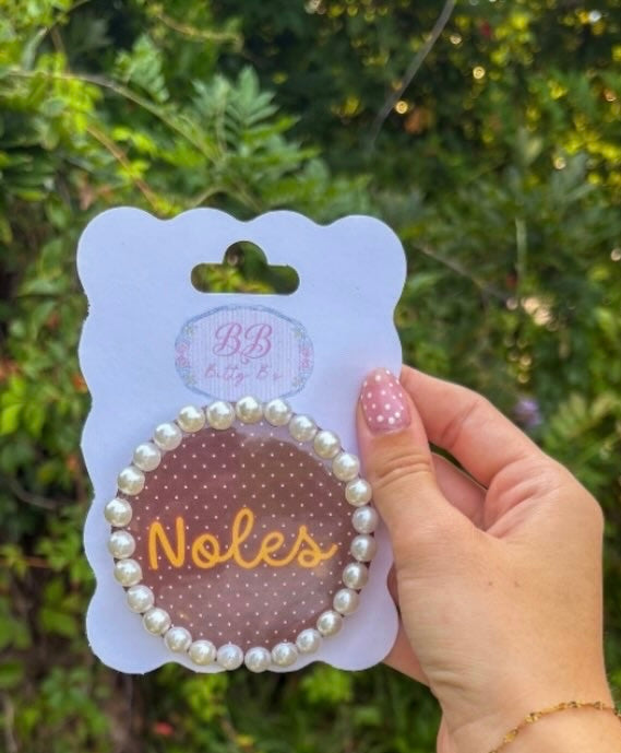 Noles pearl edge - Florida State University inspired button