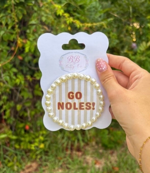 Go Noles pearl edge - Florida State University inspired button