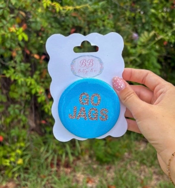 Go Jags leopard letters - Jaguars inspired button