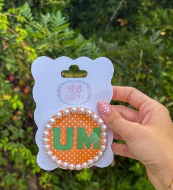 UM pearl edge - University of Miami inspired button