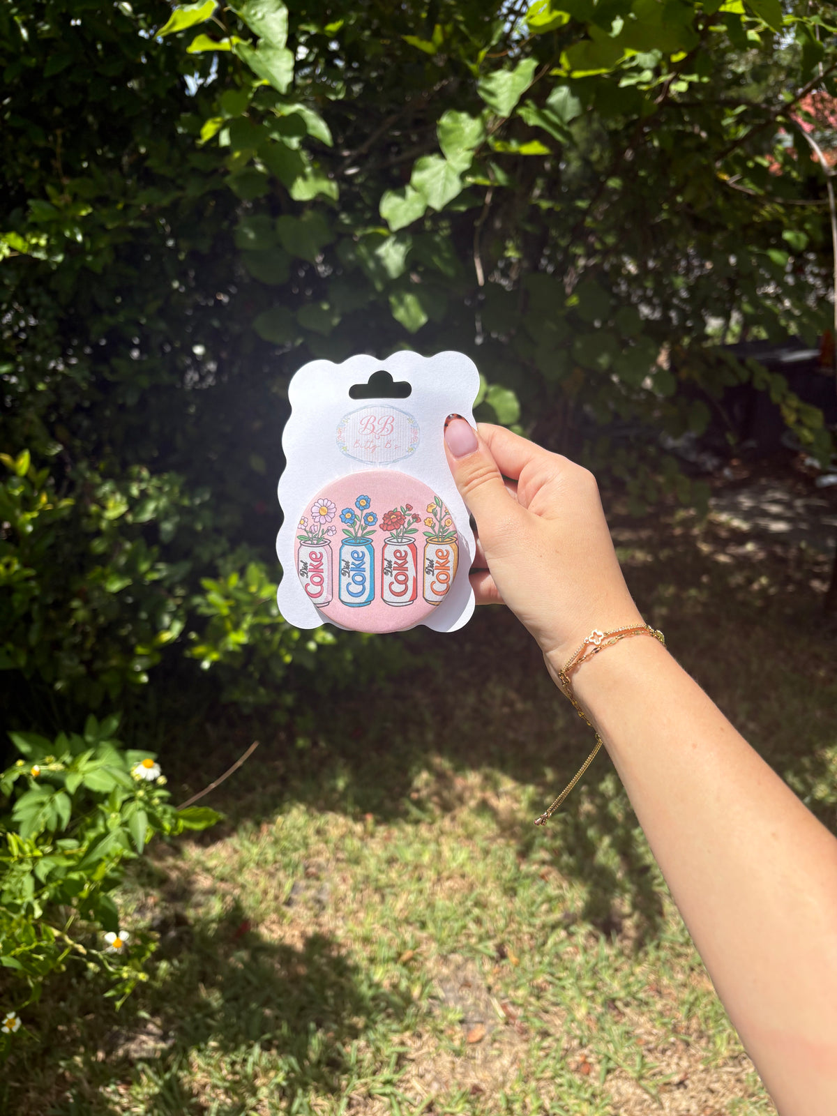 Diet Coke floral button