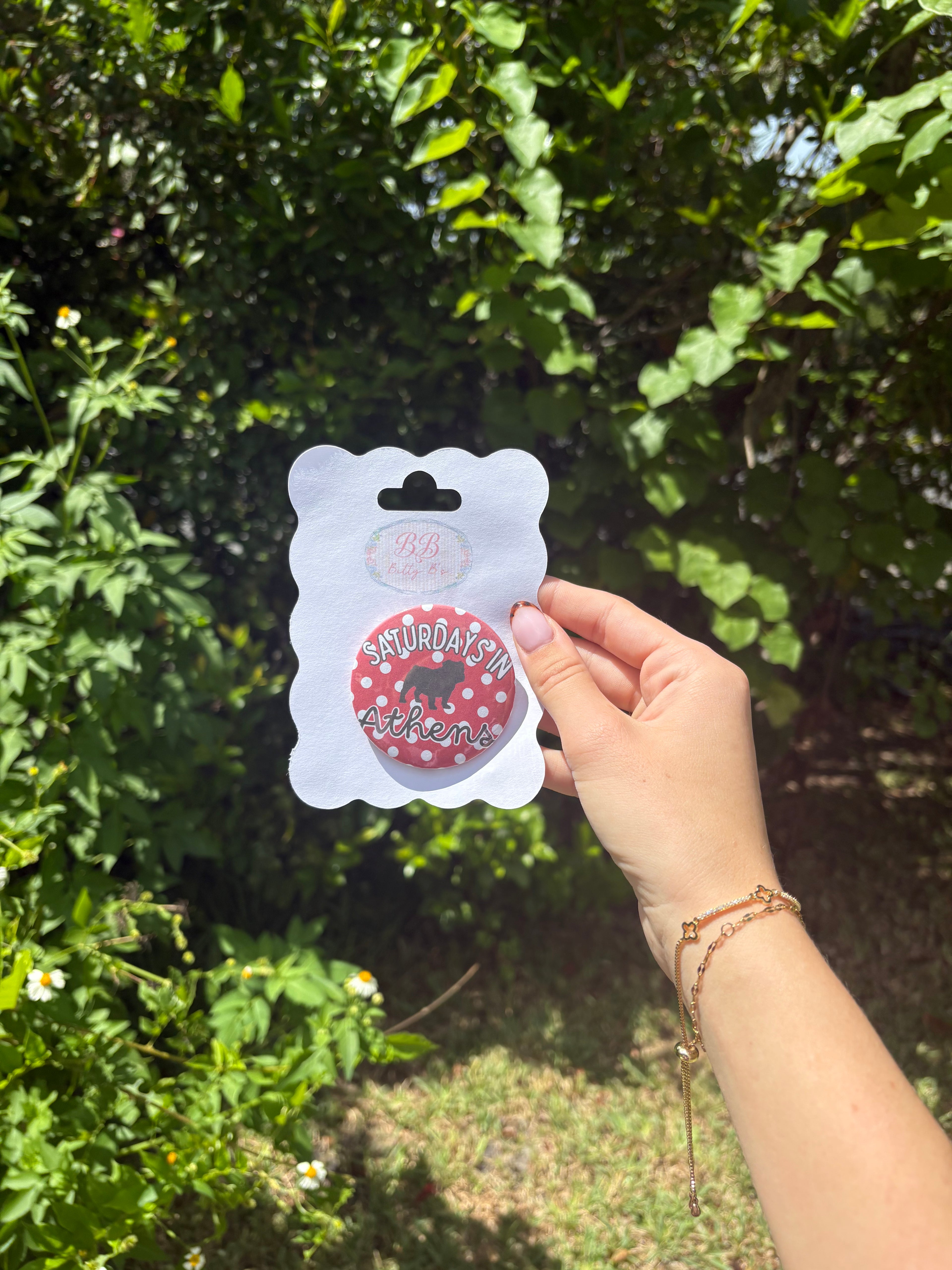 Saturdays in Athens - University of Georgia inspired button